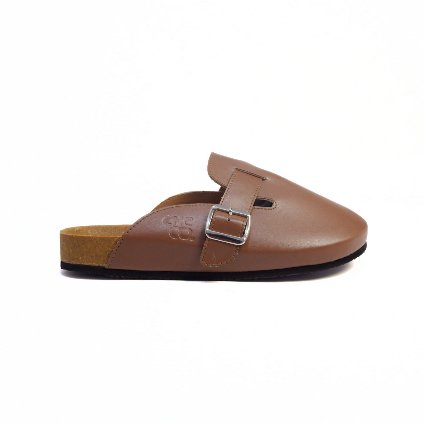 OILED LEATHER CLOG IN CHESTNUT BROWN
