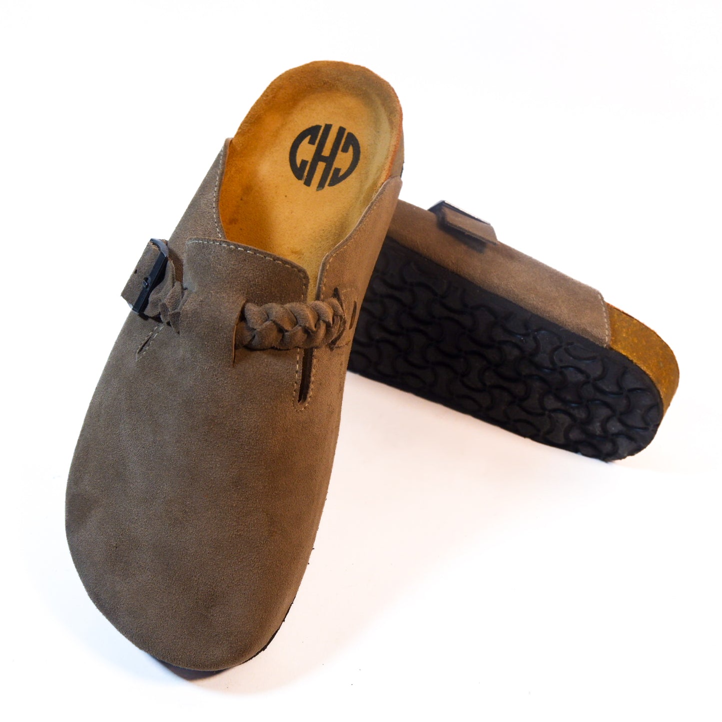 BRAIDED CLOG IN TAUPE GREY