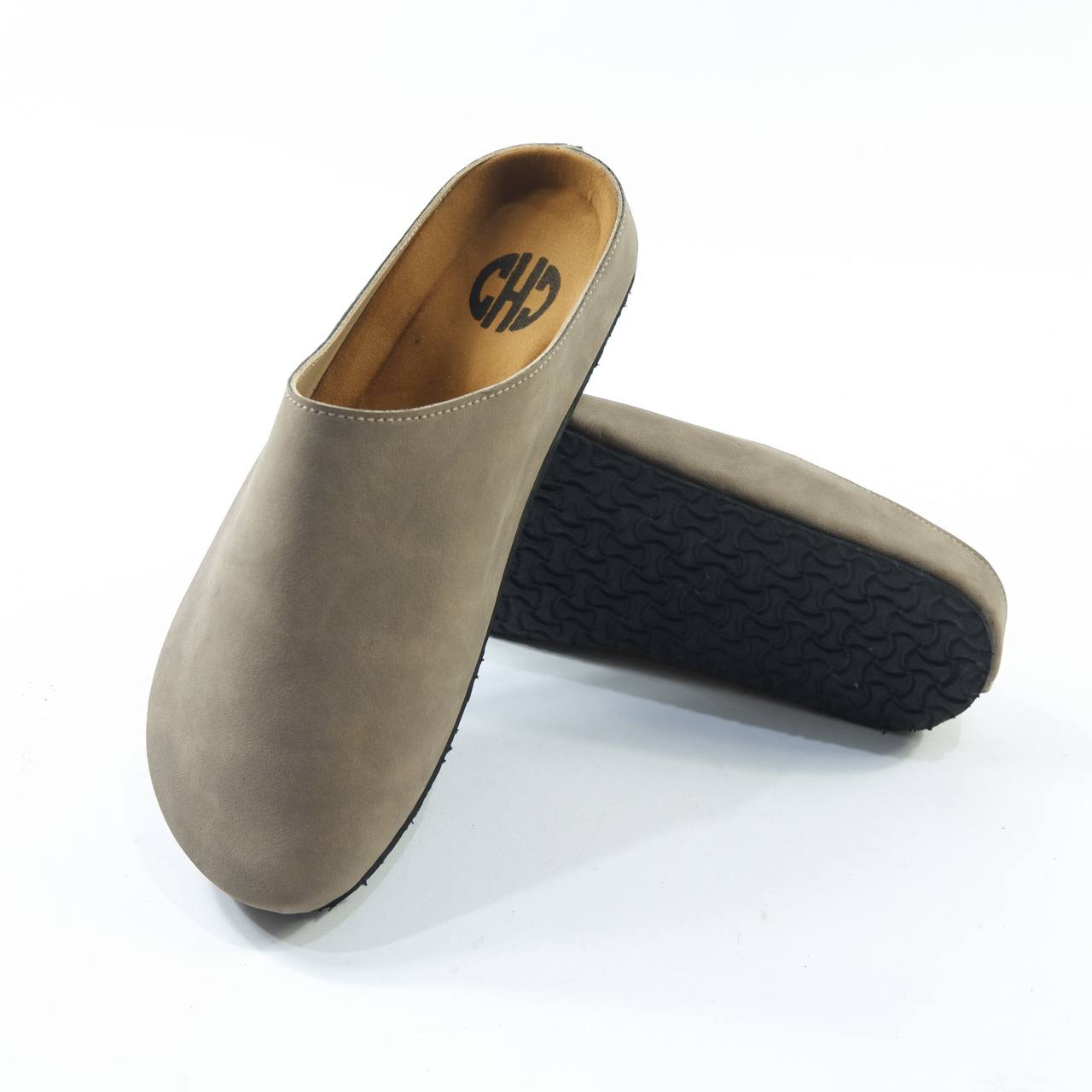 CLASSIC MULES IN TAUPE GREY