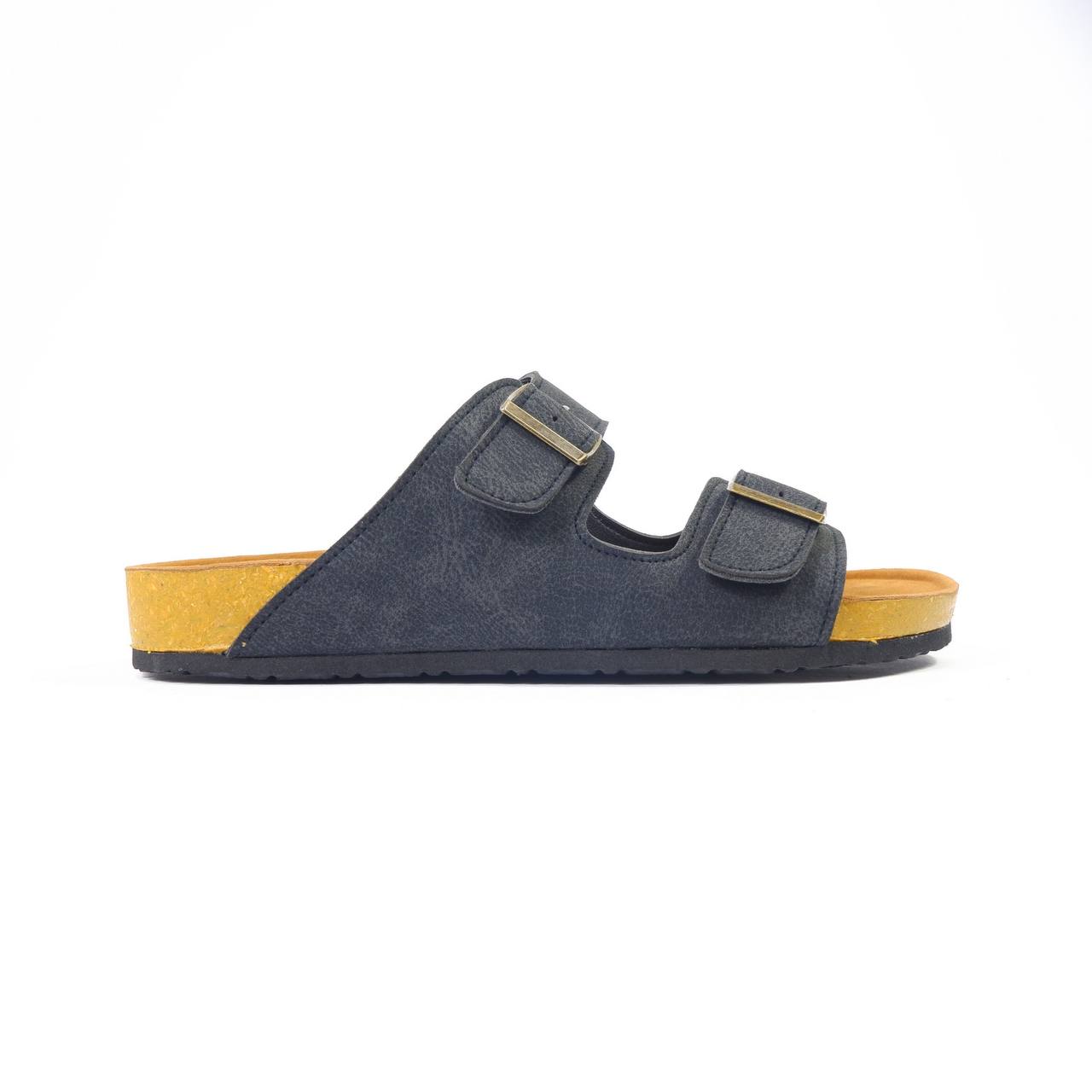 CLASSIC TWO STRAP SANDALS IN CHARCOAL BLACK