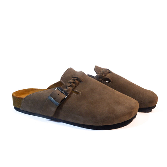 BRAIDED CLOG IN TAUPE GREY
