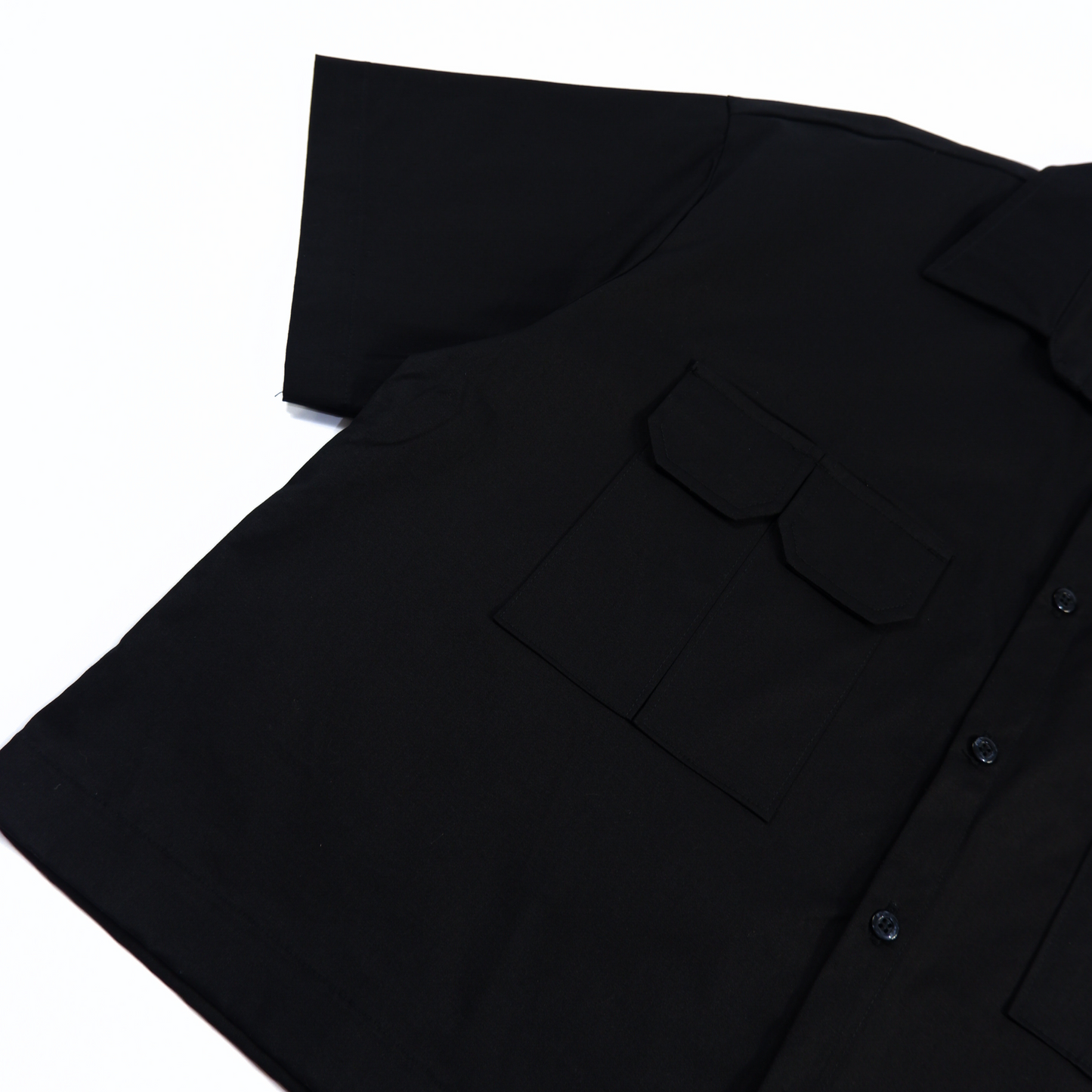 WORKWEAR BOXY CROPPED POLO IN BLACK