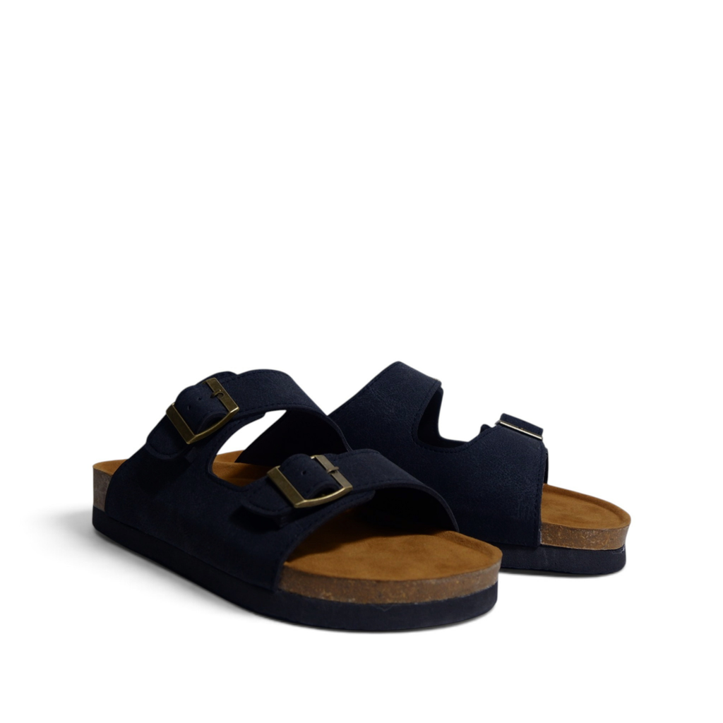 CLASSIC TWO STRAP SANDALS IN CHARCOAL BLACK