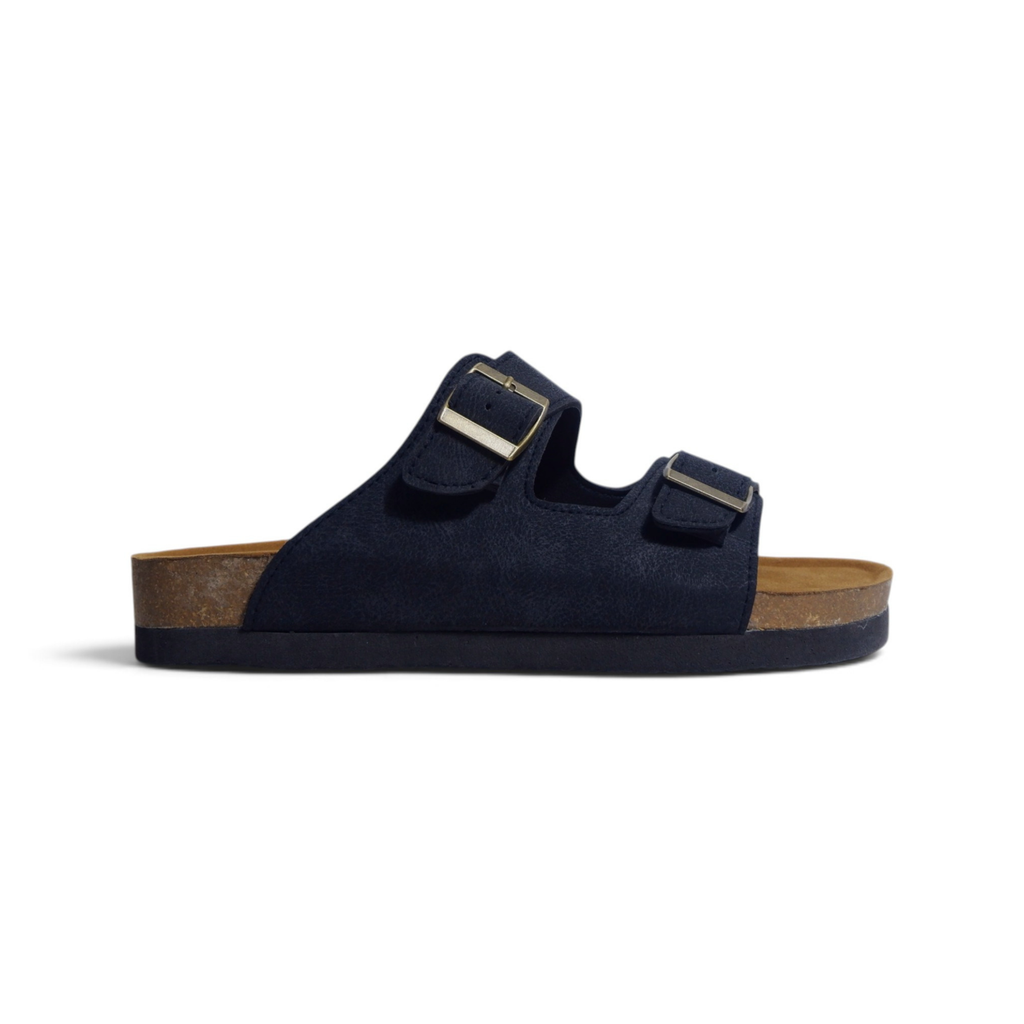 CLASSIC TWO STRAP SANDALS IN CHARCOAL BLACK