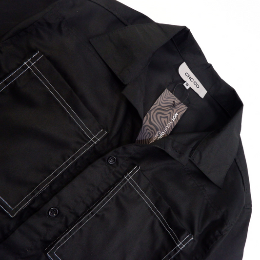 WORKWEAR BOXY BIG POCKET POLO IN BLACK