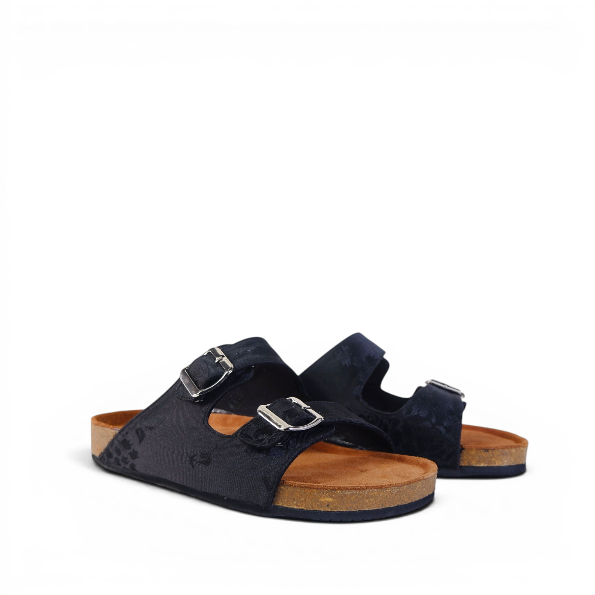 TWO-STRAP SANDALS IN BLACK JACQUARD
