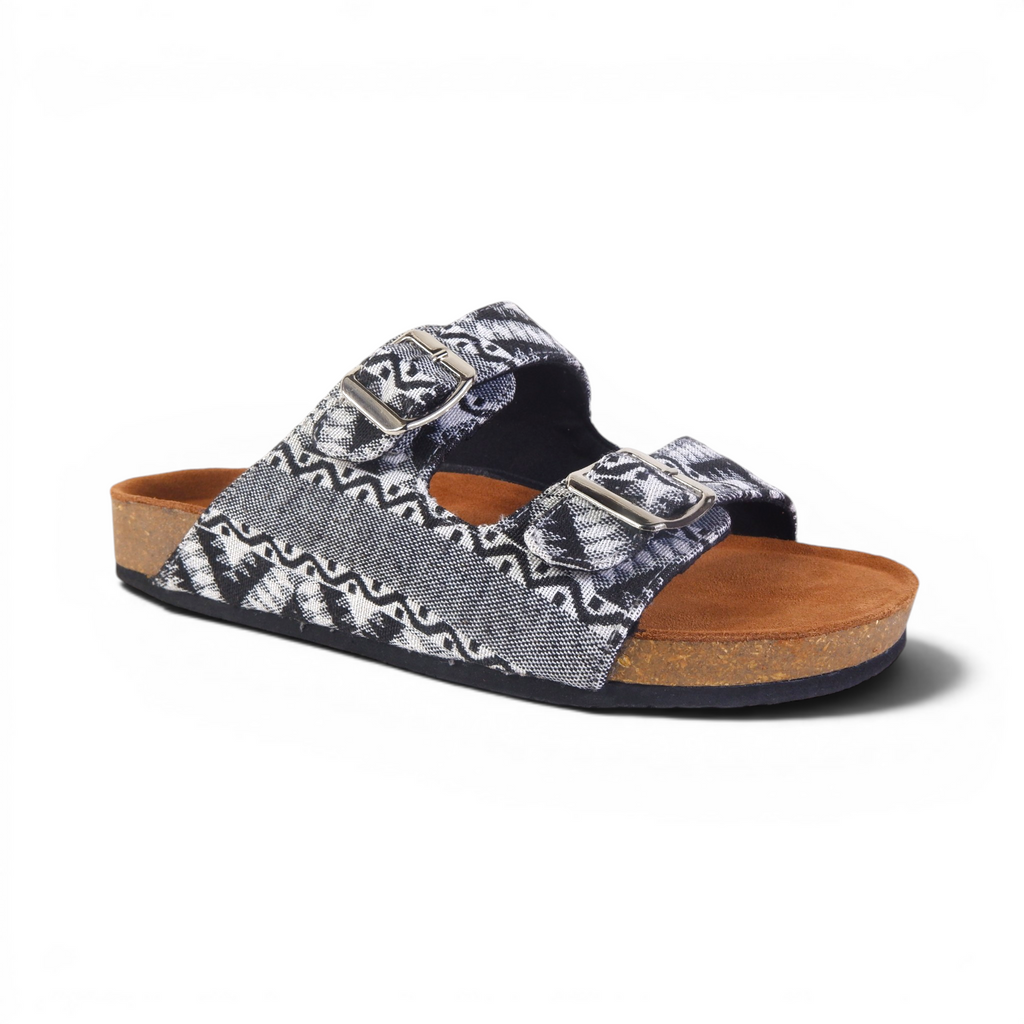 TWO-STRAP SANDALS IN AZTEC WEAVE