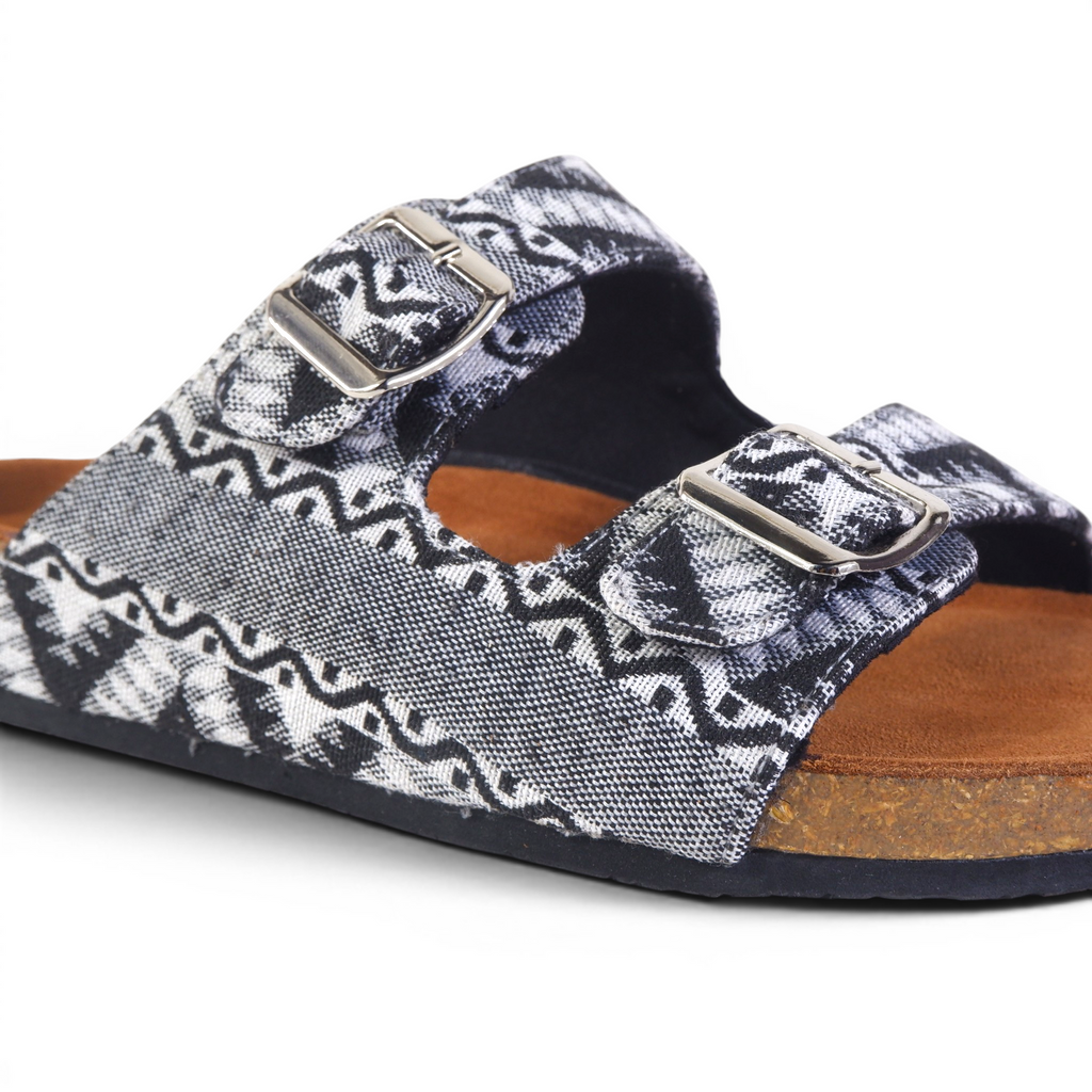 TWO-STRAP SANDALS IN AZTEC WEAVE