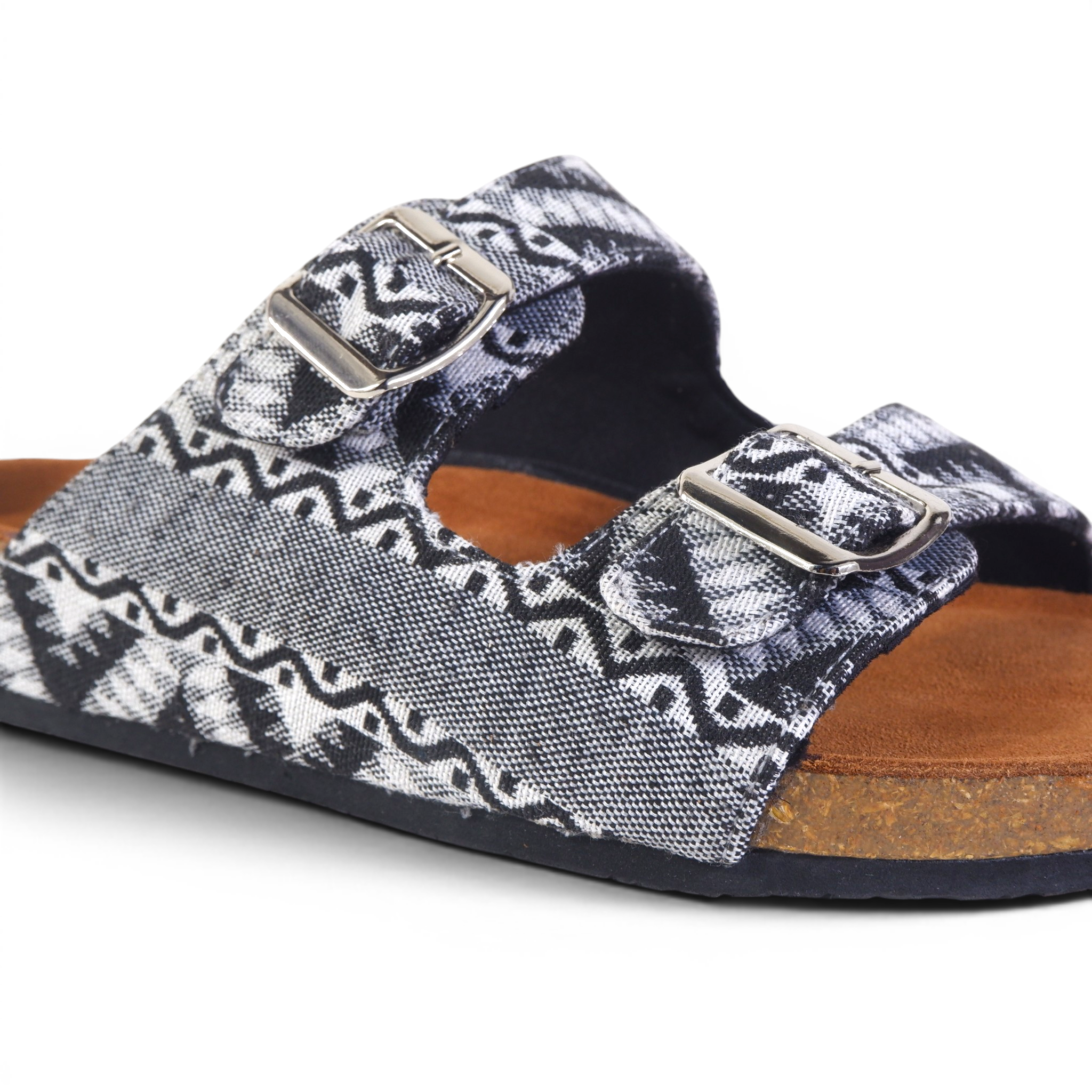 TWO-STRAP SANDALS IN AZTEC WEAVE