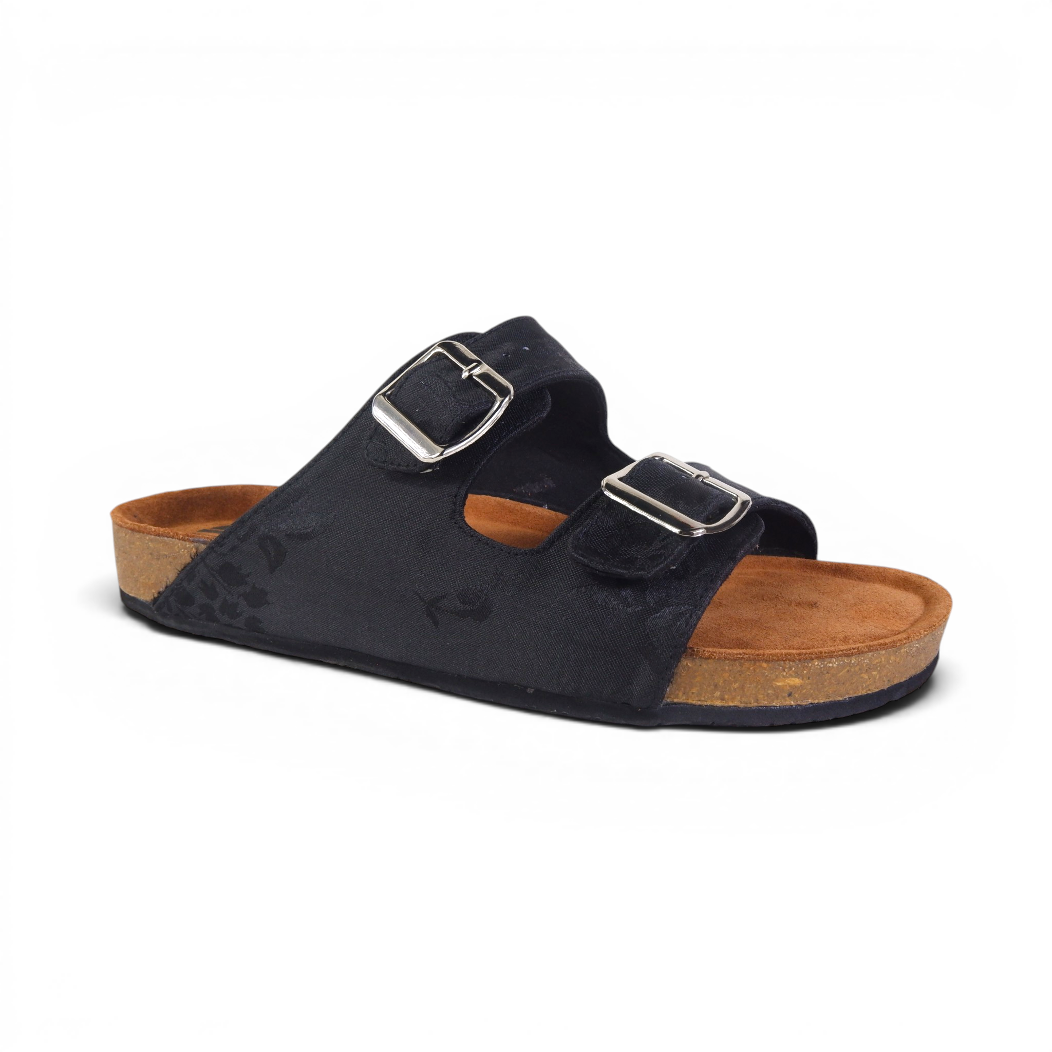 TWO-STRAP SANDALS IN BLACK JACQUARD