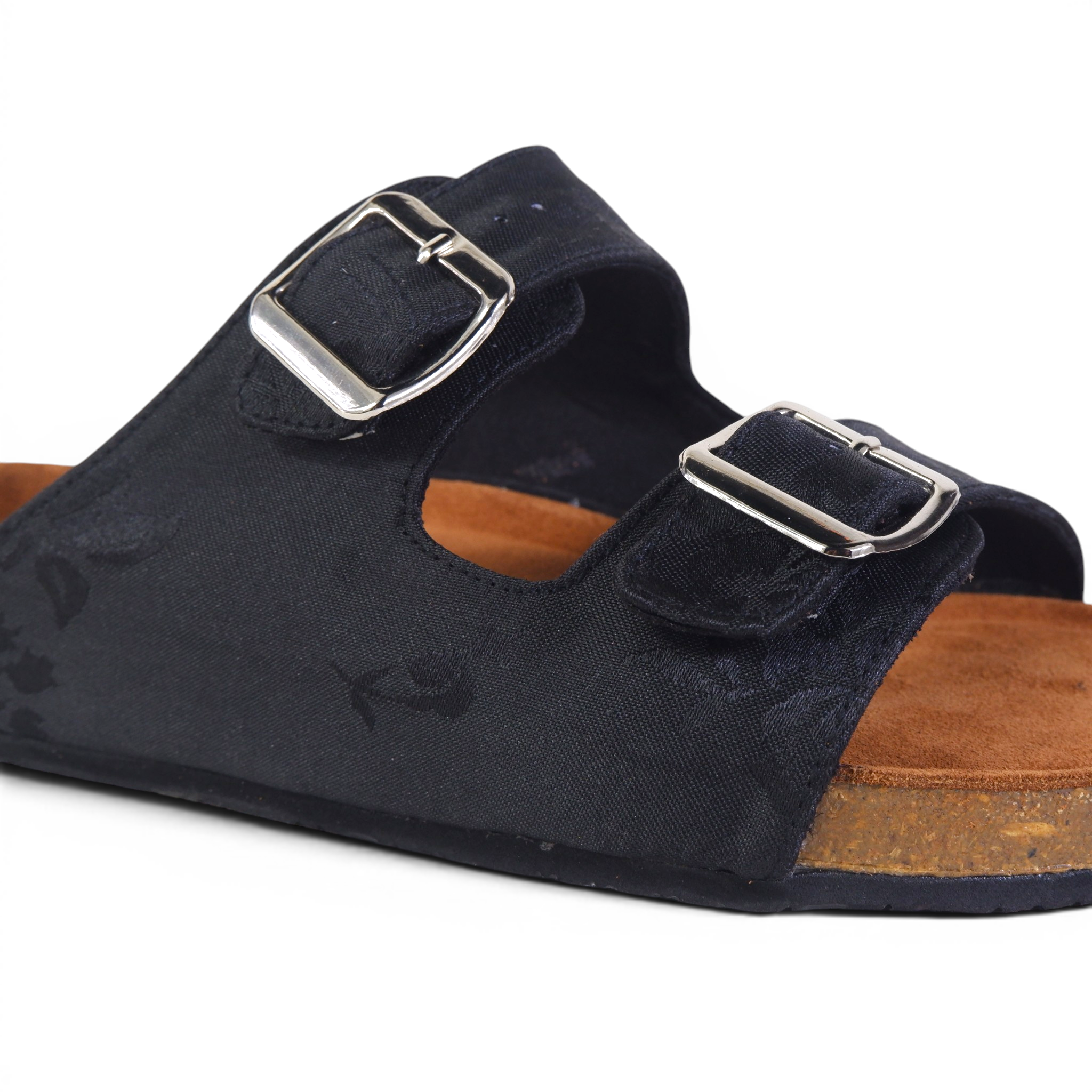 TWO-STRAP SANDALS IN BLACK JACQUARD