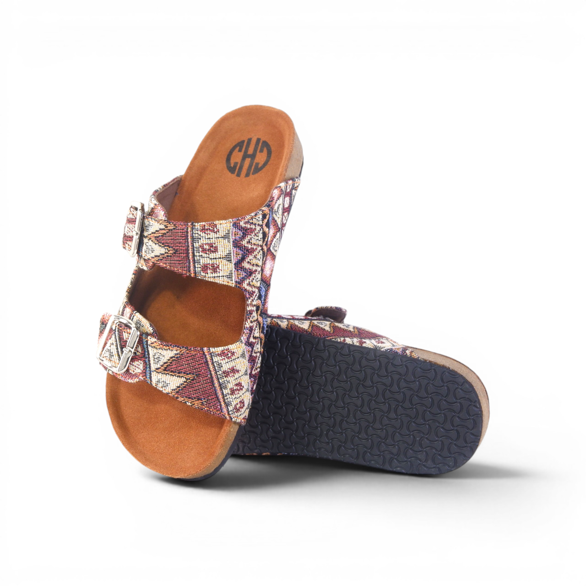 TWO-STRAP SANDALS IN BOHO WEAVE