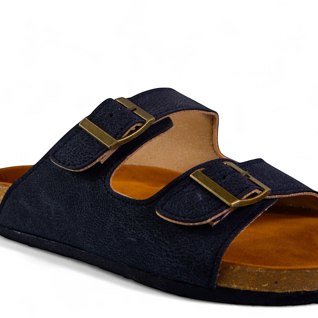 CLASSIC TWO STRAP SANDALS IN CHARCOAL BLACK