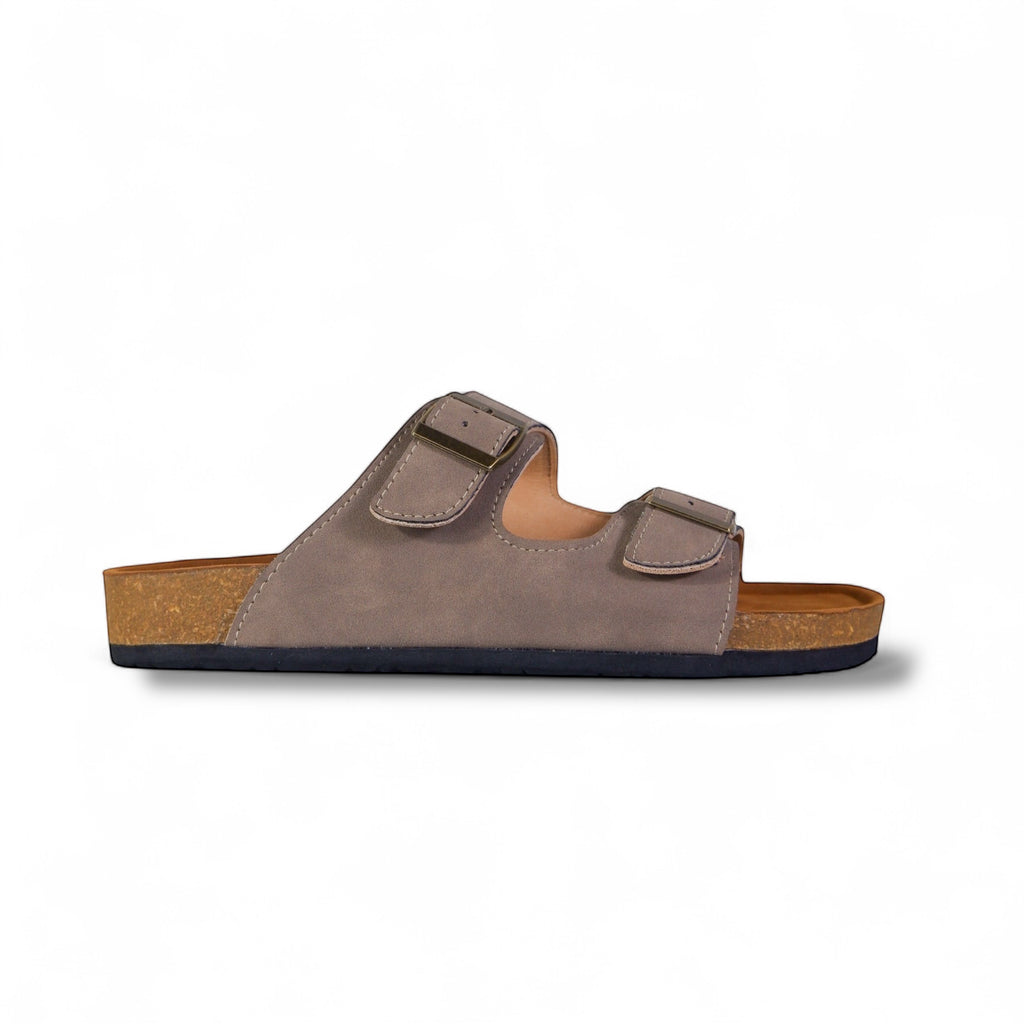 CLASSIC TWO STRAP SANDALS IN TAUPE GREY