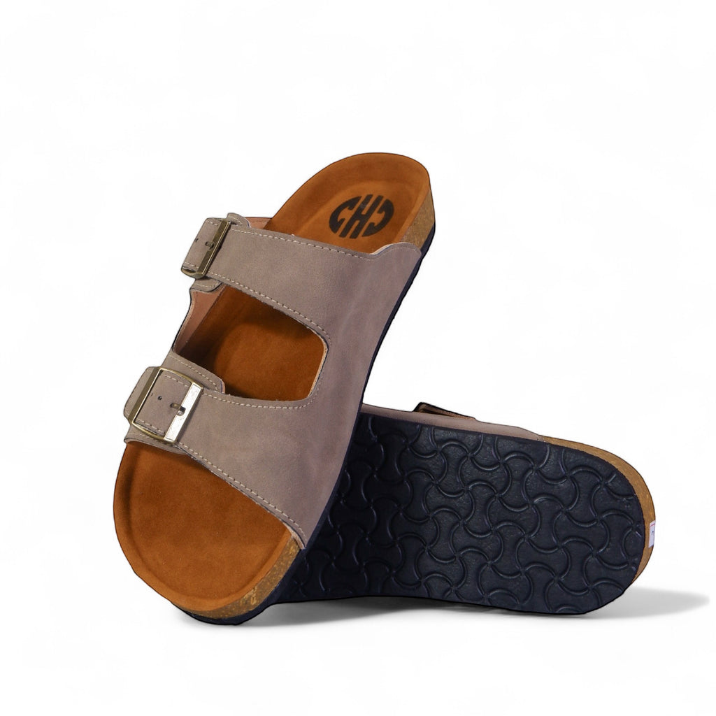 CLASSIC TWO STRAP SANDALS IN TAUPE GREY