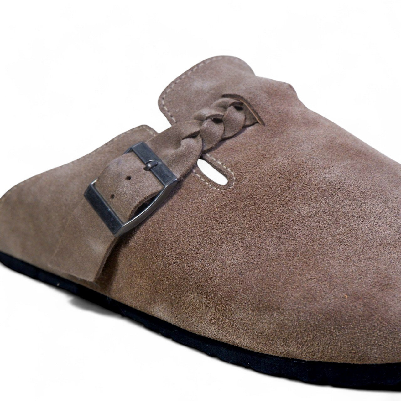 BRAIDED CLOG IN TAUPE GREY