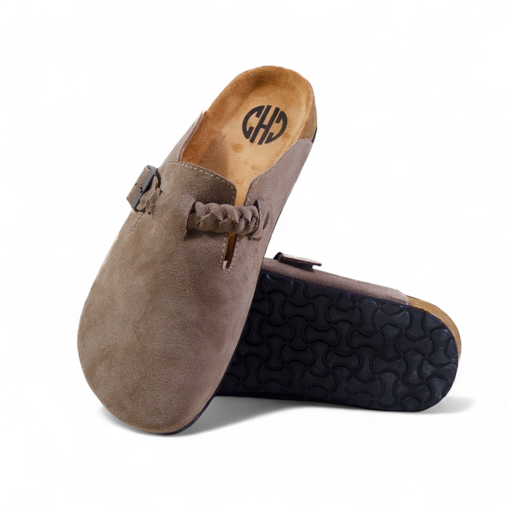 BRAIDED CLOG IN TAUPE GREY