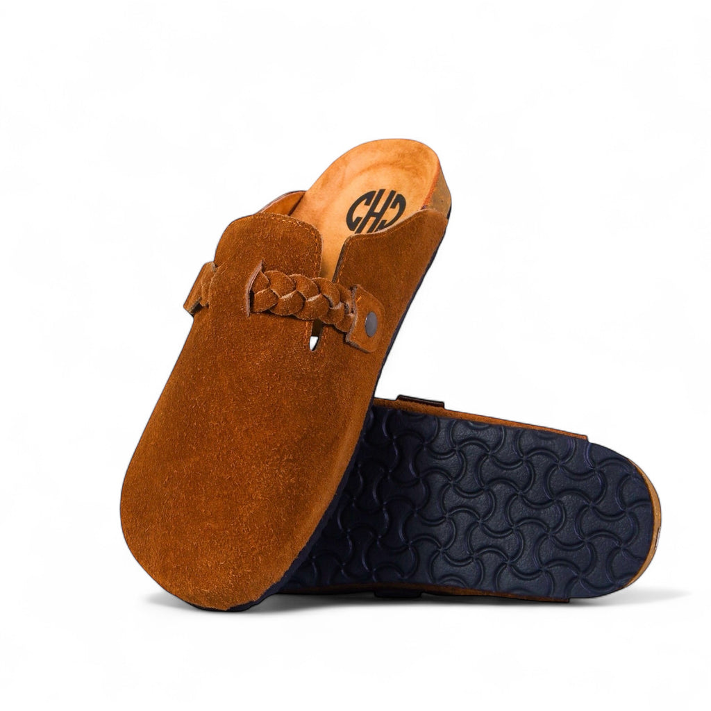 BRAIDED CLOG IN TAN BROWN