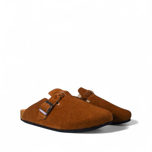BRAIDED CLOG IN TAN BROWN