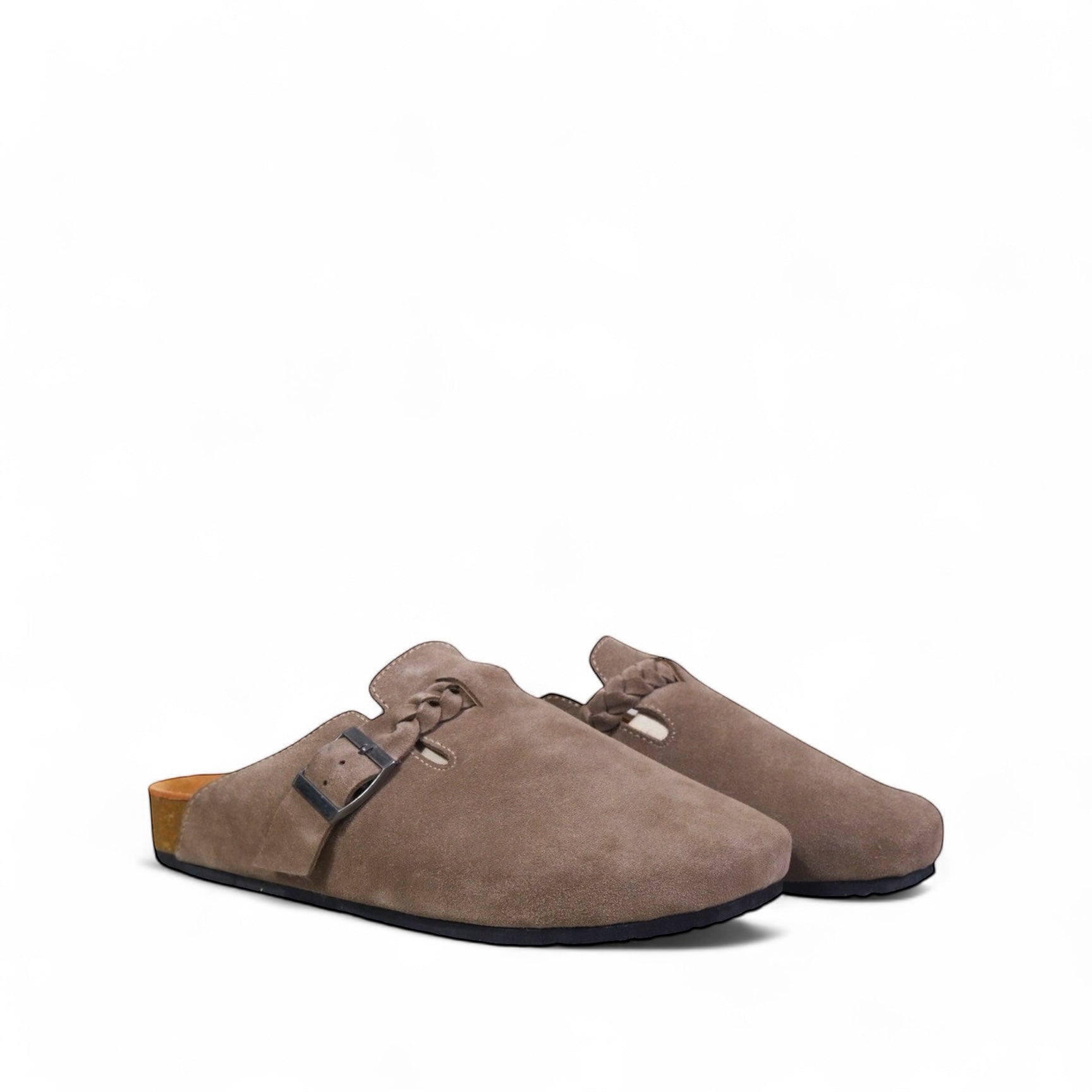 BRAIDED CLOG IN TAUPE GREY