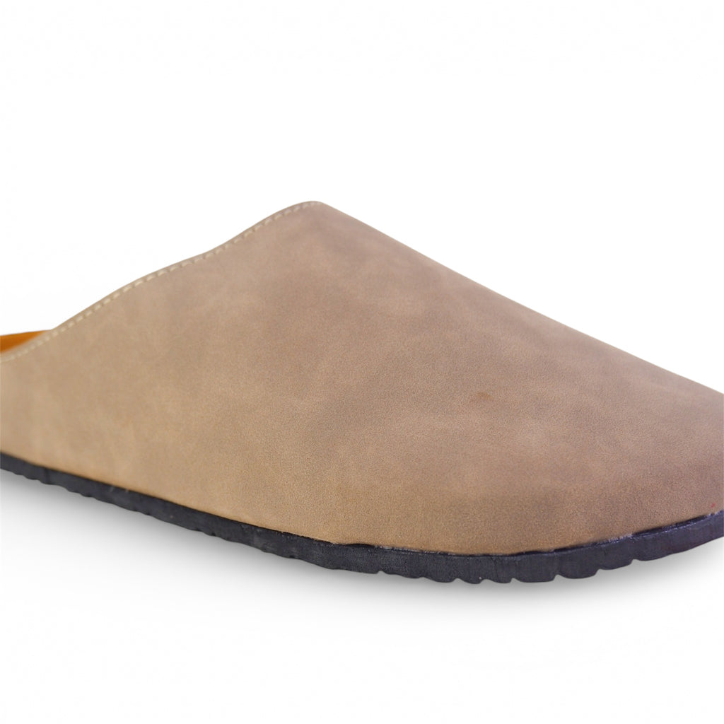 CLASSIC MULES IN TAUPE GREY