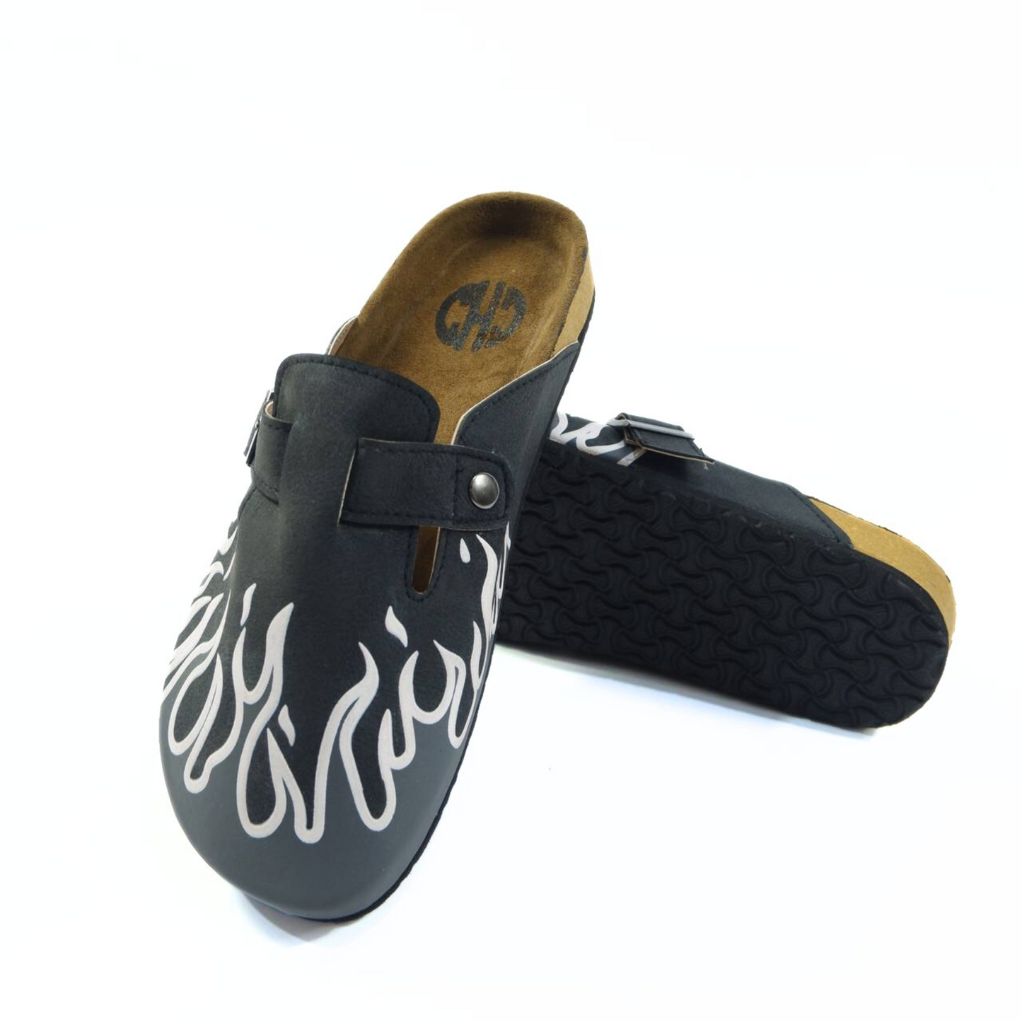 FLAMING SMOKED CLOG IN CHARCOAL BLACK