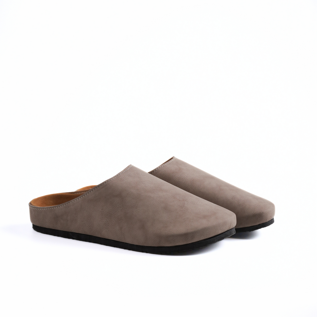 CLASSIC MULES IN TAUPE GREY