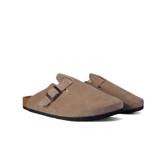 CORDUROY CLOG IN LIGHT TAUPE