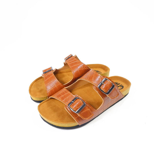 CROCS TWO STRAP SANDALS IN CAMEL BROWN