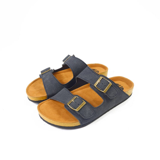 CLASSIC TWO STRAP SANDALS IN CHARCOAL BLACK