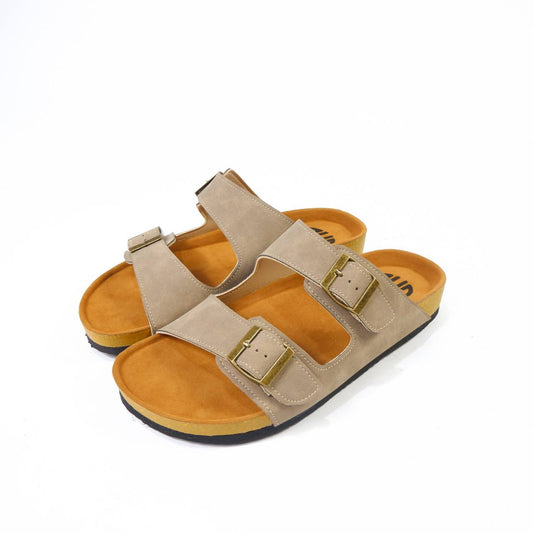 CLASSIC TWO STRAP SANDALS IN TAUPE GREY