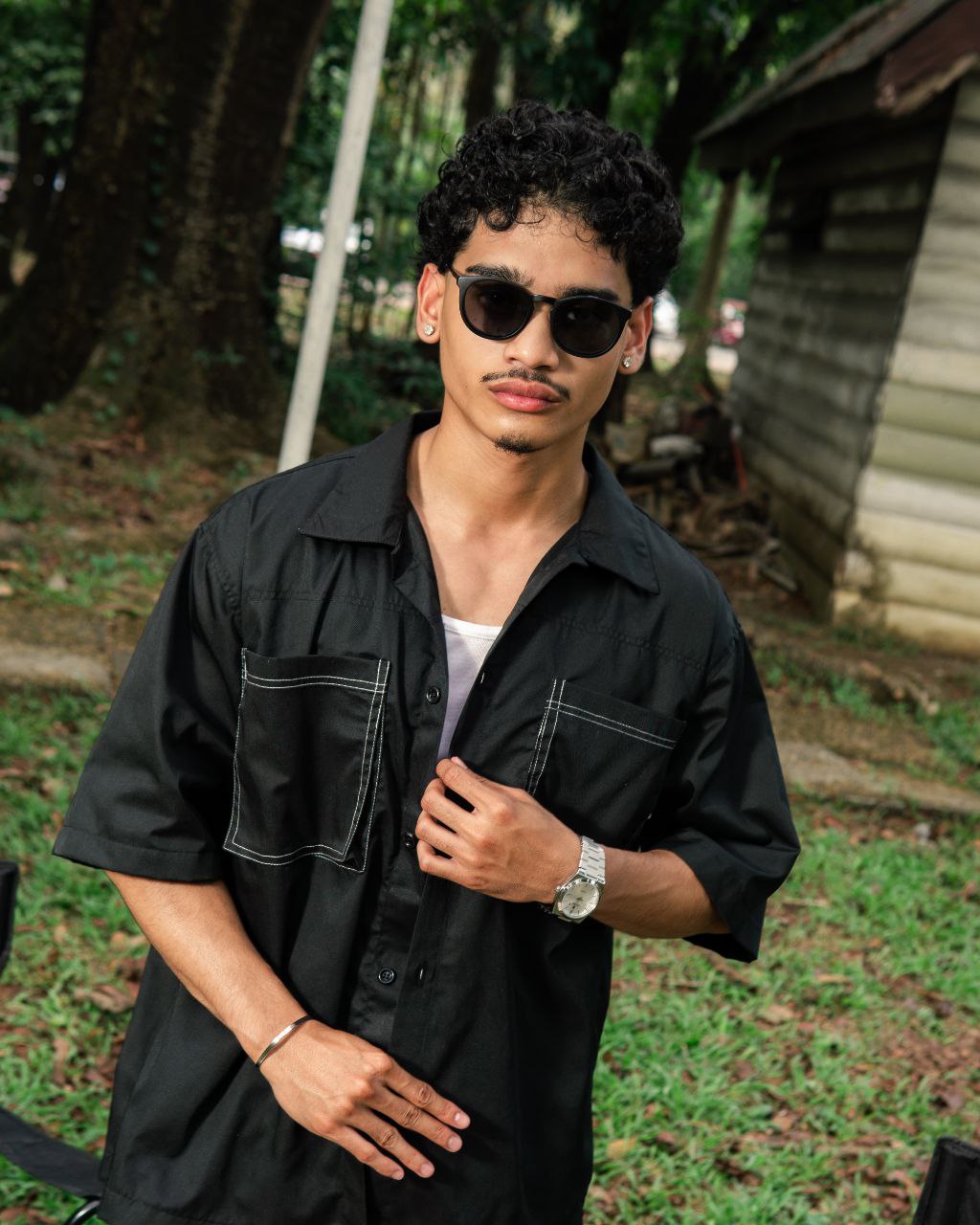 WORKWEAR BOXY BIG POCKET POLO IN BLACK